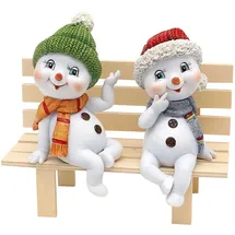 Dekohelden24 Schneekinder mit Mütze und Schal in rot-grün als Kantensitzer im 2er Set, L/B/H je Figur 6,5 x 6,5 x 12 cm