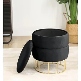 Möbel Kraft Pouf AKORD ELZA aus Samtstoff mit Stauraum 37 x 42 x 37 cm Schwarz