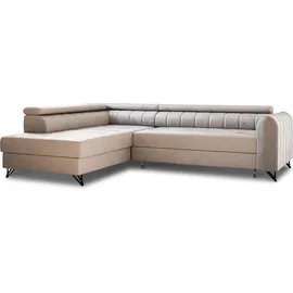 Sofnet Ecksofa Alice mit Schlaffunktion und Bettkasten, Wohnlandschaft mit einstellbare Kopfstützen, Couch, Sofa, Bettsofa, Schlafsofa (Beige (Paros 02),...