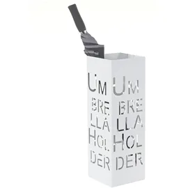 Mendler Schirmständer HWC-C78, Regenschirmständer Schirmhalter Regenschirmhalter, quadratisch 55cm ~ Schrift, weiß