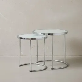 KADIMA DESIGN 2tlg Runder Glas Couchtisch Set, modernes Design mit Stauraum, platzsparend.