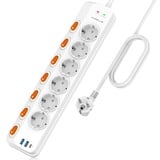 Steckdosenleiste Einzeln Schaltbar,6 Fach Steckdosenleiste Wandmontage mit 1 USB-C Schnellladegerät(PD 20W)&2 USB-A Steckerleiste,Mehrfachsteckdose mit Überspannungsschutz (3680W/16A),3M Kabel,Weiß