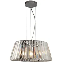 Searchlight Kristall-Hängeleuchte Tiara, Chrom, Glas, Metall, 150 cm Lampen