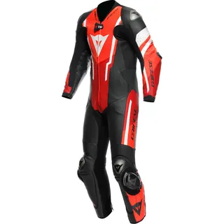 Dainese Misano 3 D-air, Lederkombi 1tlg. perforiert - Schwarz/Rot/Neon-Rot/Weiß - 50