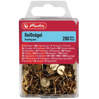 Herlitz Reißnägel rund messing 200 Stück, Ø 9 mm