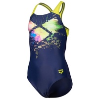 Arena Mädchen Girl's Multi Pixels Pro Back L One Piece Swimsuit, Navy-soft Green, 116