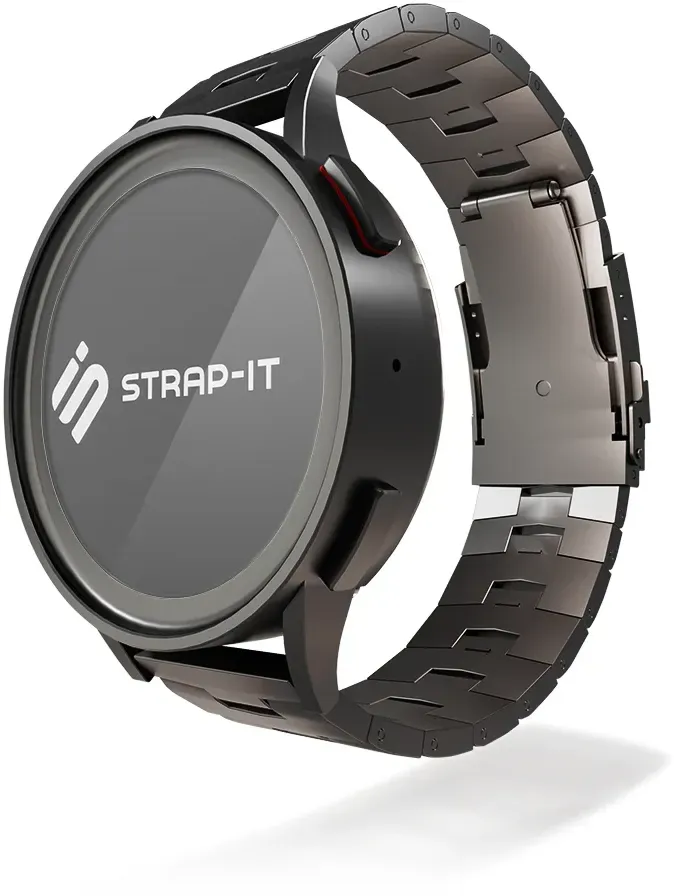 Strap-it Motorola Moto Watch - 47mm Armband Titan für Motorola Moto Watch  - 47mm - Graphit - Butterfly-Verschluss