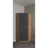 Eckkleiderschrank PRIESS "Barcelona Kleiderschrank Ecklösung Raumwunder", schwarz (astkernbuche, schwarz), B:78cm H:193cm T:78cm, Holzwerkstoff, Schränke, Eckkleiderschrank, in 2 Tiefen Schrank Eckschrank Garderobe