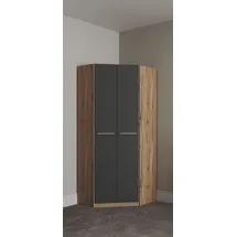Priess Eckkleiderschrank PRIESS "Barcelona Kleiderschrank Ecklösung Raumwunder", schwarz (astkernbuche, schwarz), B:78cm H:193cm T:78cm, Holzwerkstoff, Schränke, Eckkleiderschrank, in 2 Tiefen Schrank Eckschrank Garderobe