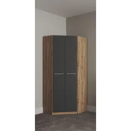 Priess Eckkleiderschrank PRIESS "Barcelona Kleiderschrank Ecklösung Raumwunder", schwarz (astkernbuche, schwarz), B:78cm H:193cm T:78cm, Holzwerkstoff, Schränke, Eckkleiderschrank, in 2 Tiefen Schrank Eckschrank Garderobe