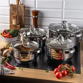 Klausberg Topf-Set 8-tlg. Kochtopf + Glasdeckel