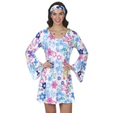 andrea-moden Hippie-Kostüm Hippie Kostüm Lovely für Damen - Weiß Buntes 60er 70er Jahre Retro Kleid 36/38