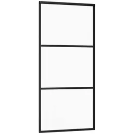 vidaXL ESG-Glas Schiebetür links 90 x 205 cm schwarz