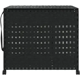 vidaXL Wäschekorb mit Rollen Schwarz 66x35x60 cm Rattan