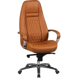 FineBuy Bürostuhl Echtleder Schreibtischstuhl ergonomisch Chefsessel Drehstuhl - Beige