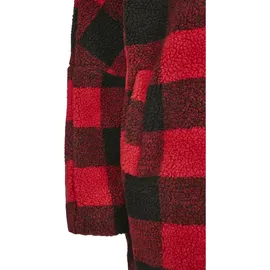 URBAN CLASSICS Ladies Hooded Oversized Check Sherpa Jacket - schwarz,
