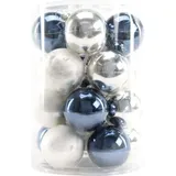 Trendline Glaskugelmix Twist Ø 6 cm, weiß, silber, nachtblau, 20 Stück