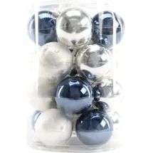Trendline Glaskugelmix Twist Ø 6 cm, weiß, silber, nachtblau, 20 Stück