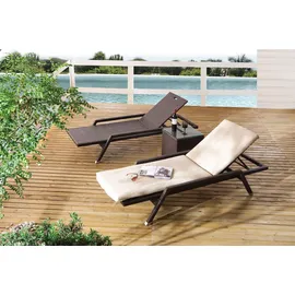 Destiny "AUCKLAND", braun (braun, natur), Obermaterial: 100% Polyester. Füllung: 100% Polyurethan, Gartenliegen, Polyrattan, 200x75x40cm, verstellbare, bronze, ohne Auflage