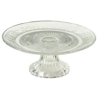 Boltze Tortenplatte Relief (ø 18 cm, für kleine Torten / Gebäck geeignet, Glas mit Muster, Klarglas) 5381600