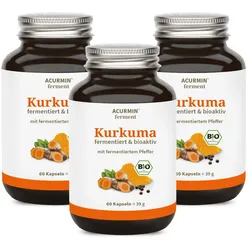 Bioaktive Kurkuma Kapseln – fermentiert & bio-zertifiziert – Acurmin ferment 180 Stück / 3 Monate
