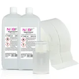 NAILS FACTORY | N&BF Nagel Cleaner Set 2000ml + Dispenser Pumpflasche + 1000 Zelletten Cellulose Pads (2 Rollen à 500 Stück) - 70% Isopropanol-Alkohol isopropylalkohol 2L – für Gelnägel(Weiss)