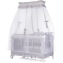 Chipolino Reisebett, Palace, Baldachin Moskitonetz zwei Ebenen Wickelauflage silber Kunststoff, 60x120 cm, Babymöbel, Babybetten, Reisebetten