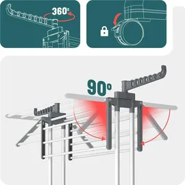 VOUNOT Wäscheständer Turm 1,26 m Grau/Weiß