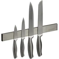 Relaxdays Magnetleiste Edelstahl, selbstklebend, 30 cm lang, Wand Magnetschiene für Messer & Werkzeug, Silber/schwarz