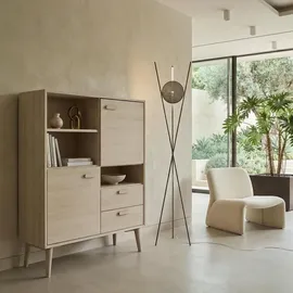 AC ANGEL CERDÁ Highboard 110 x 140 x 50 cm Walnuss / Schwarz