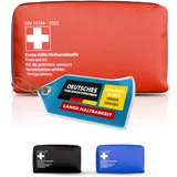 Thomatex® KFZ Verbandstasche 2024/2025 [DIN 13164-2022] – Kompakter Verbandskasten – Lange Haltbarkeit – Erste-Hilfe-Set, StVO-konform – Rot