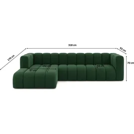 kaiser möbel Ecksofa L-Form GRAND 318 cm, stoff Salvador, Grün, Links - Grün