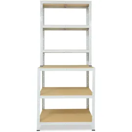 shelfplaza OFFICE 190x90x60 cm Werkbank Regal in lichtgrau mit 6 Böden und 145 kg Traglast pro Boden