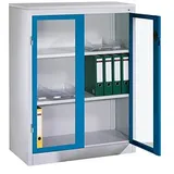CP Stahlschrank 8531-055 S10180 lichtgrau, lichtblau, Acrylglas 2 Fachböden 120,0 x 50,0 x 120,0 cm, aufgebaut, 1 St.