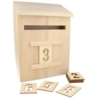 Artemio 14002293 Adventskalender zum Dekorieren Briefkasten Holz 20 x 9,5 x 28 cm