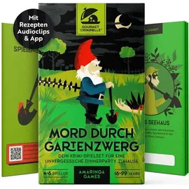 amaringa games gmbh Gourmet Criminelle Mord durch Gartenzwerg Krimidinner Partyspiel