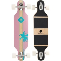 Rollercoaster Longboard PALMS + STRIPES + FEATHERS THE ONE EDITION Drop Through Longboard rosa