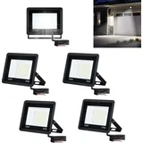 UISEBRT 5x 100W LED Strahler Außen LED Fluter Scheinwerfer Außen IP66 Flutlicht Kaltweiß 7000LM Aussenstrahler Flutlichtstrahler Baustrahler - Schwarz