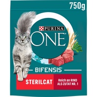 PURINA ONE BIFENSIS STERILCAT Katzenfutter trocken für sterilisierte Katzen, reich an Rind, 6er Pack (6 x 750g)