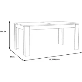 Forte Carryhome Esstisch Kiefer rechteckig, 90x75x160-206.6 cm, ausziehbar Esszimmer, Tische, Esstische, Esstische ausziehbar
