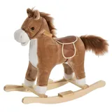 Homcom Kinder Schaukelpferd Baby Schaukeltier Pferd für 36-72 Monate Braun Holz, 32.5x61x65 cm, Spielzeug, Kinderspielzeug, Sonstiges Spielzeug