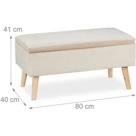Relaxdays Truhenbank Samt Creme 41 x 80 x 40 cm