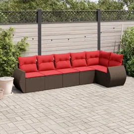 vidaXL Gartensofa-Set mit Kissen, braun, Polyrattan