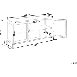 Beliani Sideboard mit Glastüren NEWPORT Metall 115 cm Schwarz