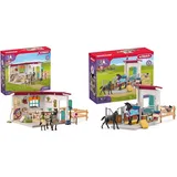 SCHLEICH 42591 Horse Club Sattelkammer, 85 Teile Spielset Pferde Figur & 42611 Horse Club Pferdebox mit Stute und Fohlen