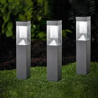 Melitec 3er-Set Solar-Gartenleuchte SO27-1, Edelstahl anthrazit, LED-Outdoor-Solarlampe, 34 cm