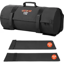 VEVOR Workout-Sandsack, strapazierfähige Powerbags Sandsack-Trainingstasche mit Griffen, einstellbar 11-34 kg für Fitness-Krafttraining, Cross-Training, Fitnessstudio-Übungen, Schwarz (ungefüllt)
