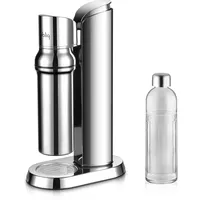 Bubliq Wassersprudler silber + 1 l Glasflasche + CO2-Zylinder