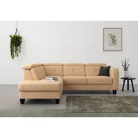 sit&more Ecksofa »Belluci L-Form«, inklusive Federkern, wahlweise mit Bettfunktion und Bettkasten, braun