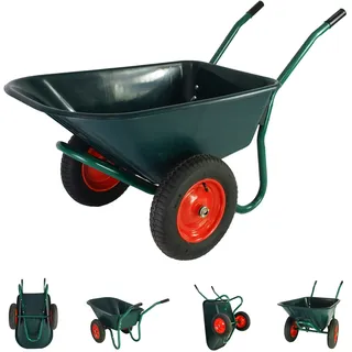 Baumarktplus 2-Rad Schubkarre 100 L 160 kg Gartenschubkarre Lufträder Stahlfelge
